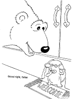 A coloring page of bear in the big blue house